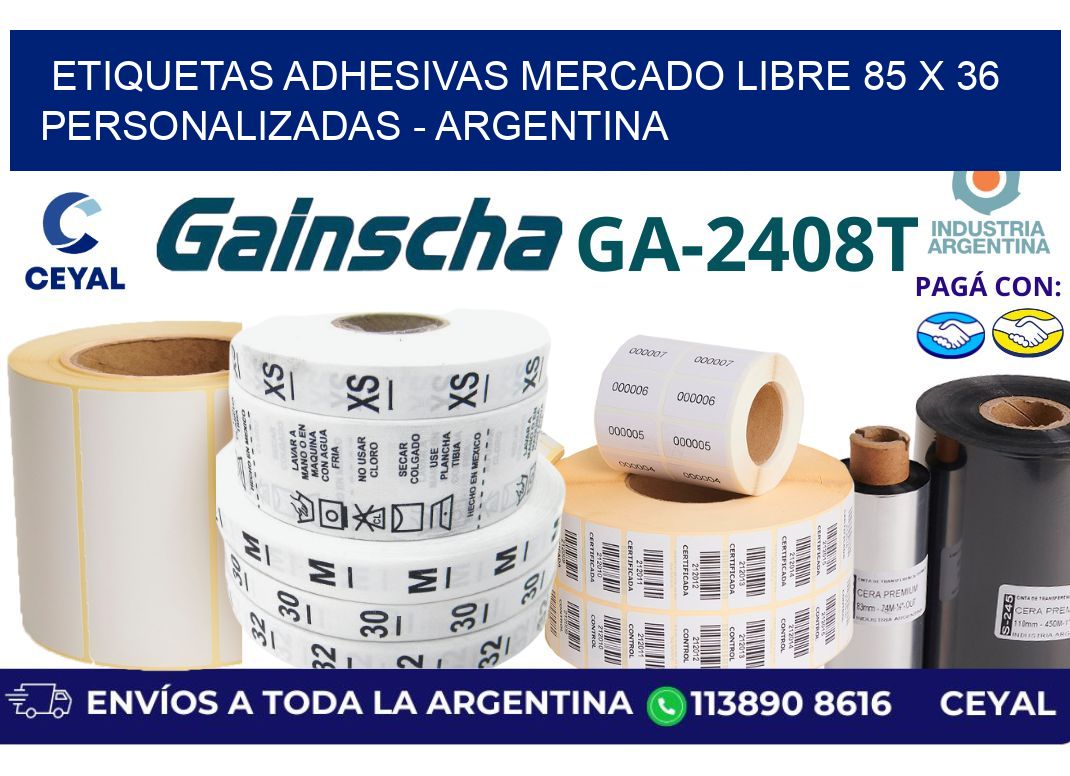 etiquetas adhesivas mercado libre 85 x 36 personalizadas - Argentina