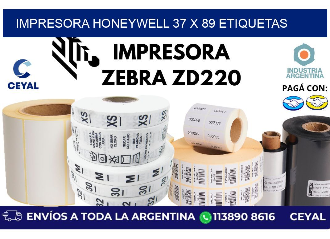 impresora honeywell 37 x 89 etiquetas