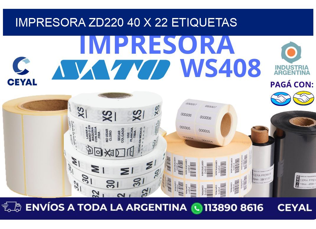 impresora zd220 40 x 22 etiquetas