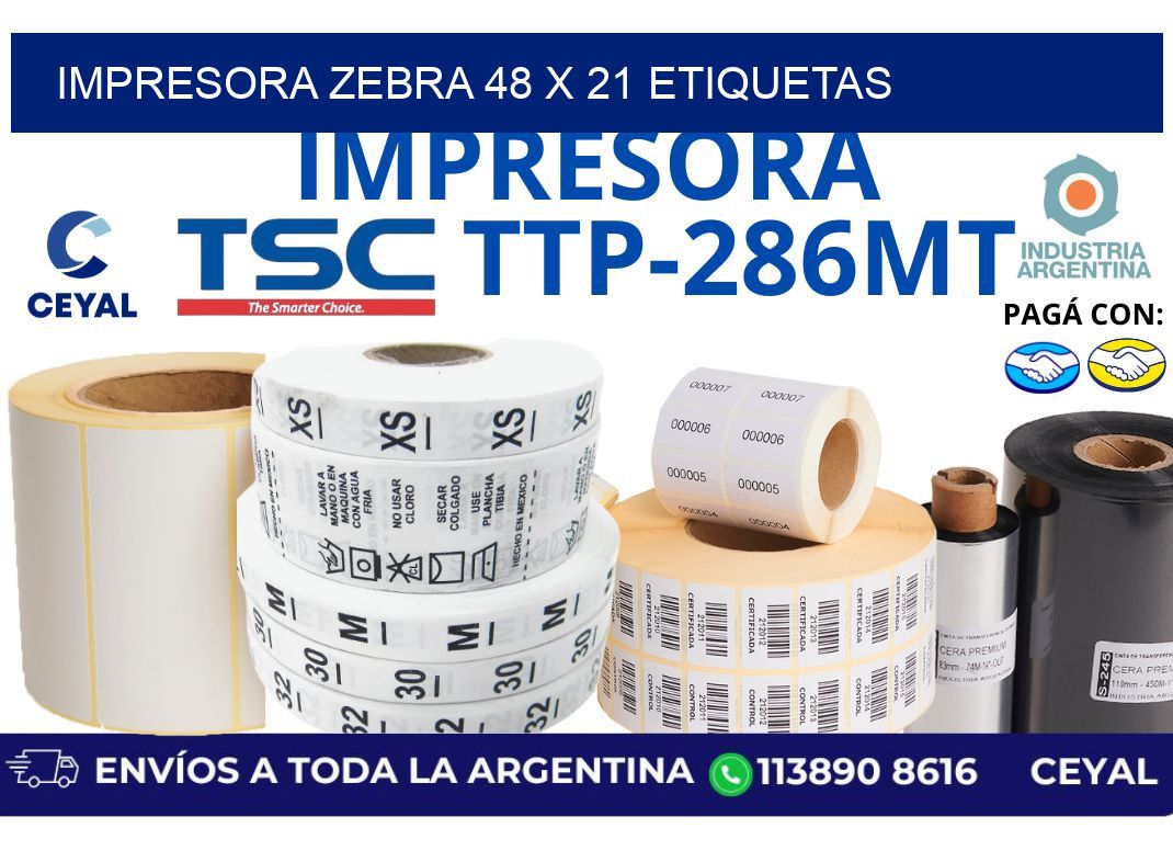 impresora zebra 48 x 21 etiquetas