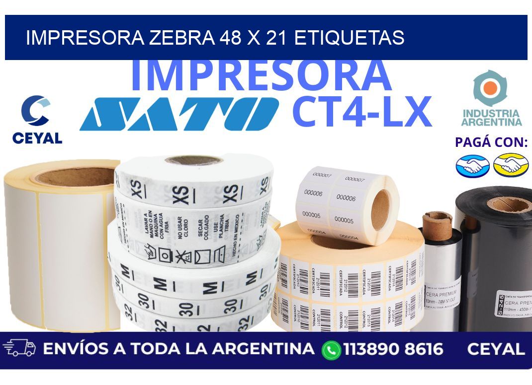 impresora zebra 48 x 21 etiquetas