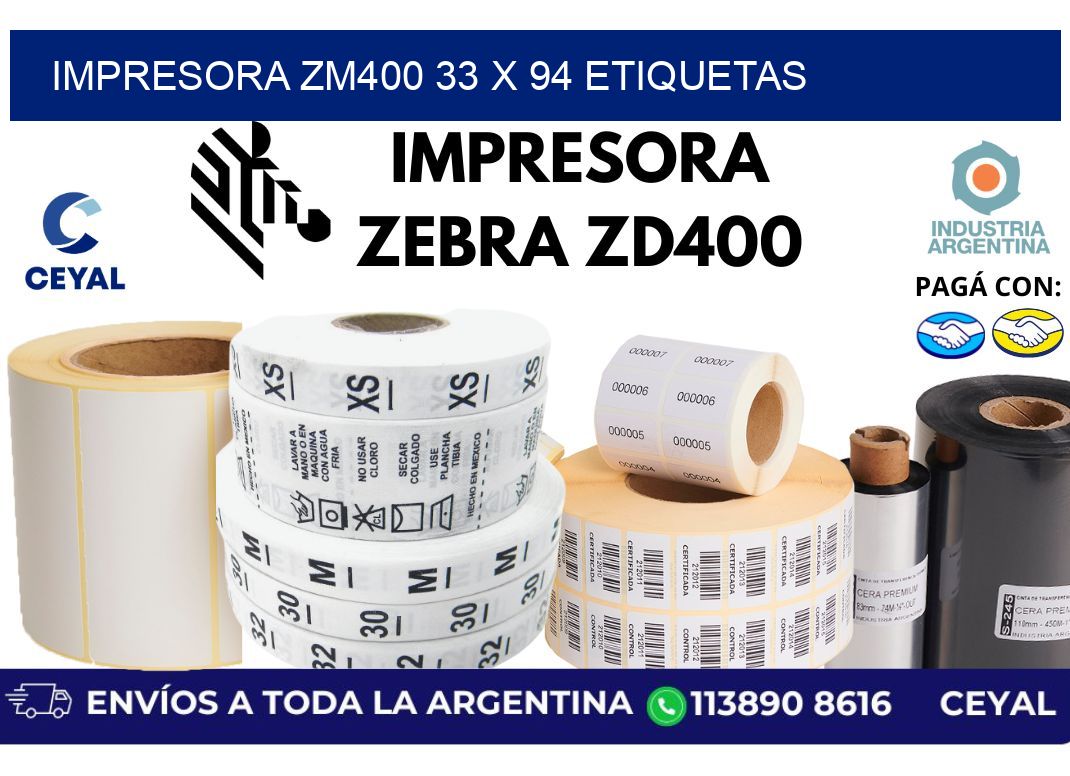 impresora zm400 33 x 94 etiquetas