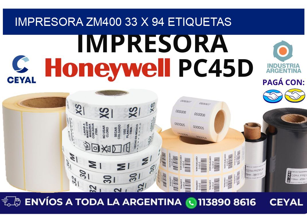 impresora zm400 33 x 94 etiquetas