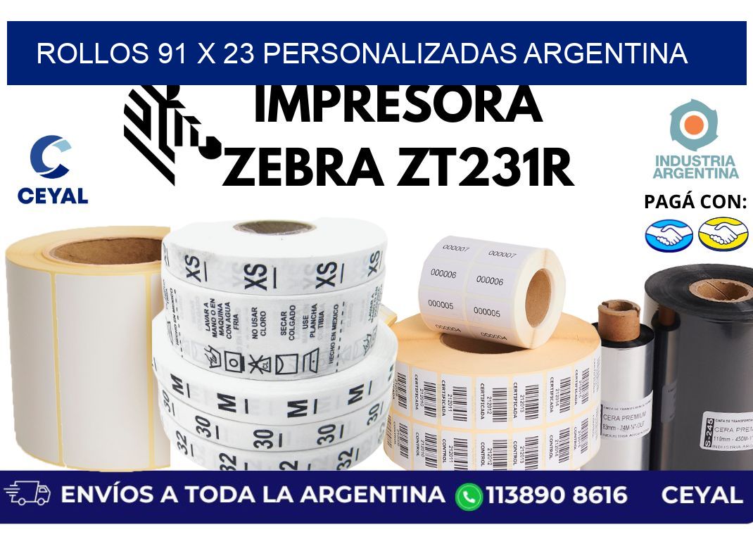 rollos 91 x 23 personalizadas argentina