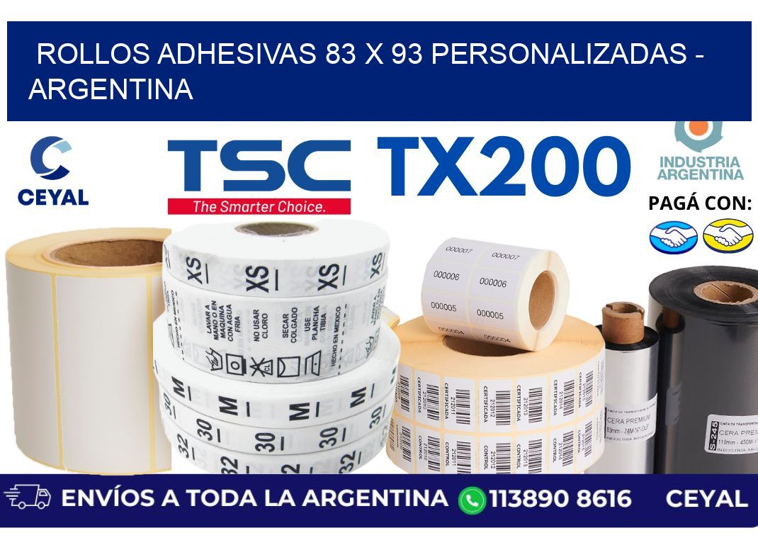 rollos adhesivas 83 x 93 personalizadas - Argentina