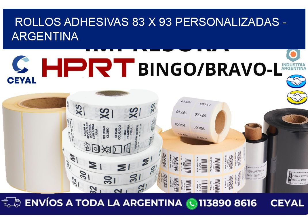 rollos adhesivas 83 x 93 personalizadas - Argentina