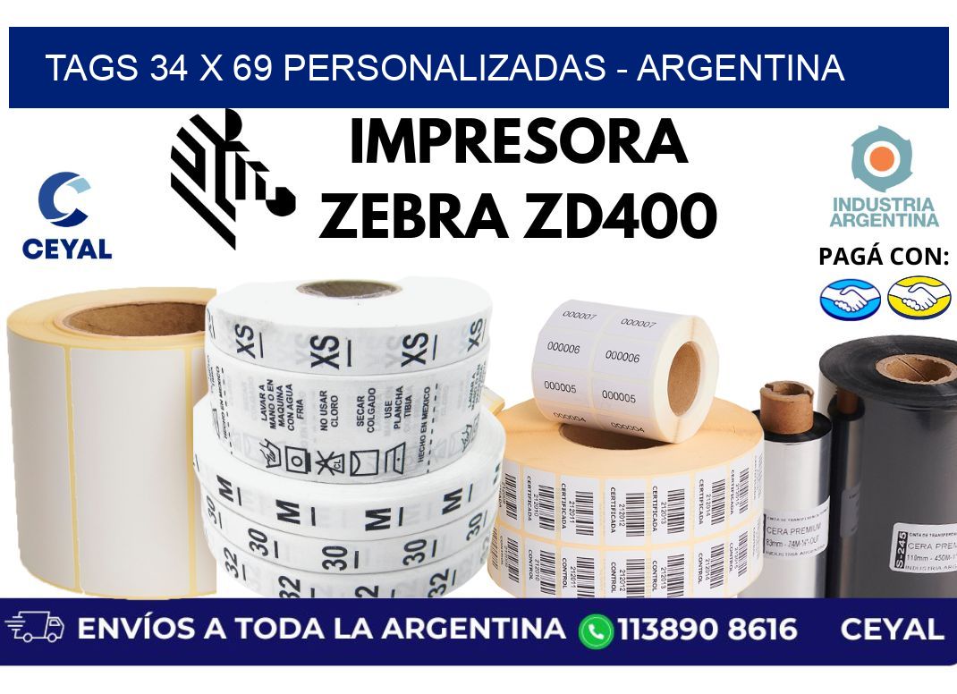 tags 34 x 69 personalizadas - Argentina