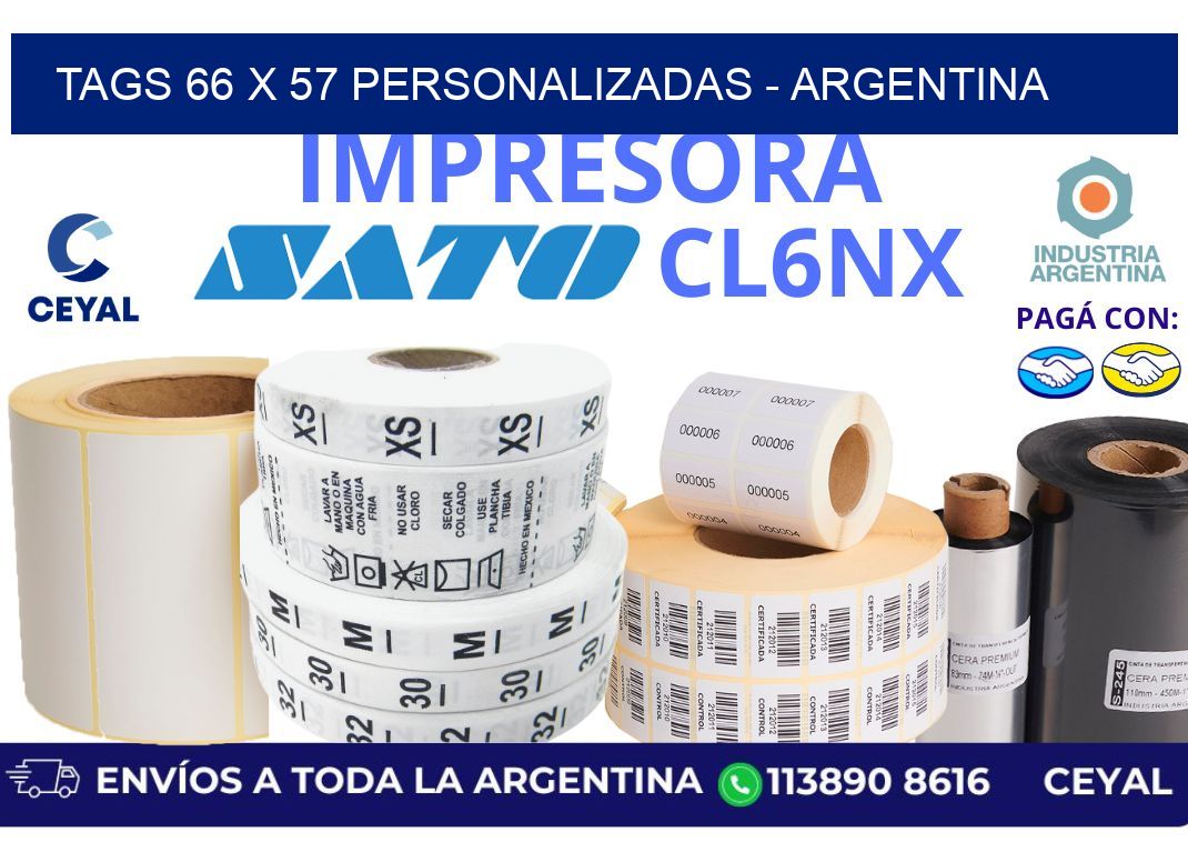 tags 66 x 57 personalizadas - Argentina