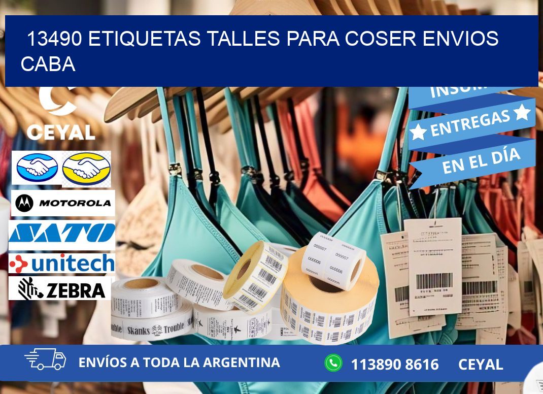 13490 ETIQUETAS TALLES PARA COSER ENVIOS CABA