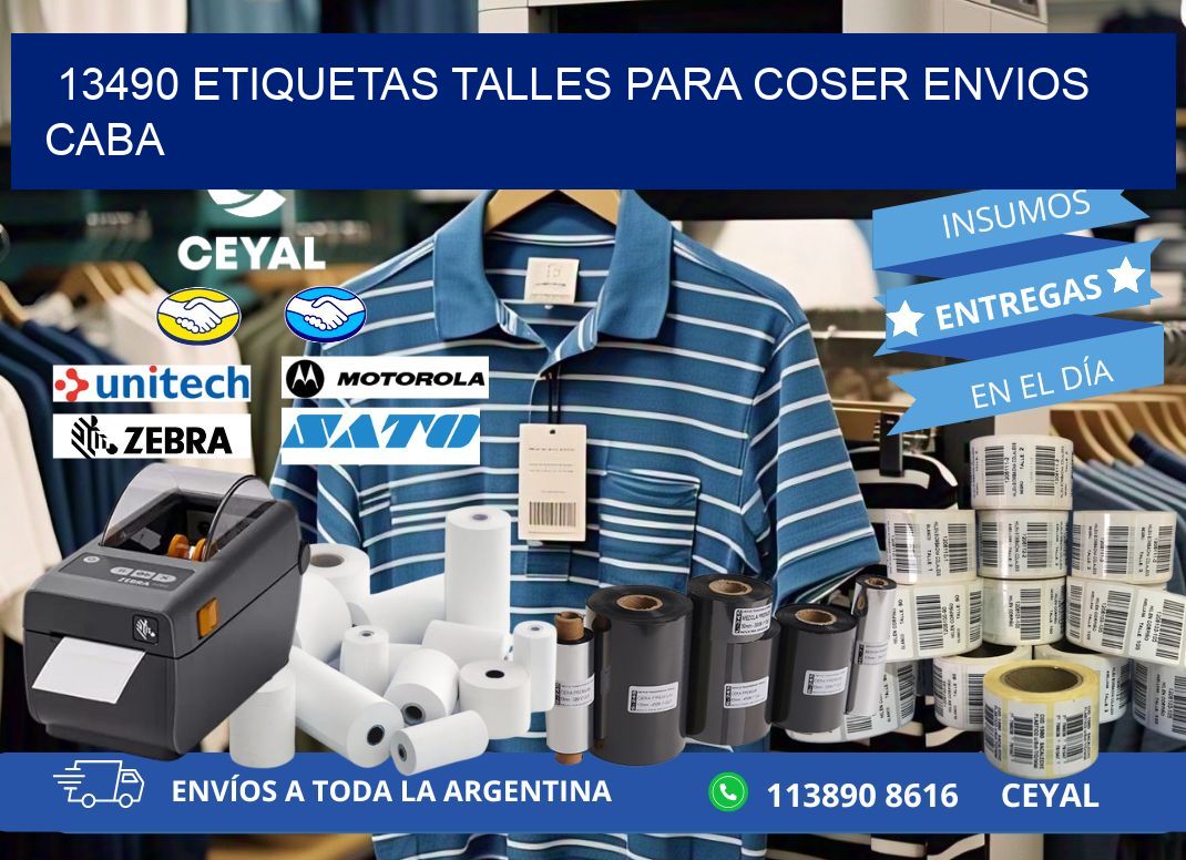 13490 ETIQUETAS TALLES PARA COSER ENVIOS CABA