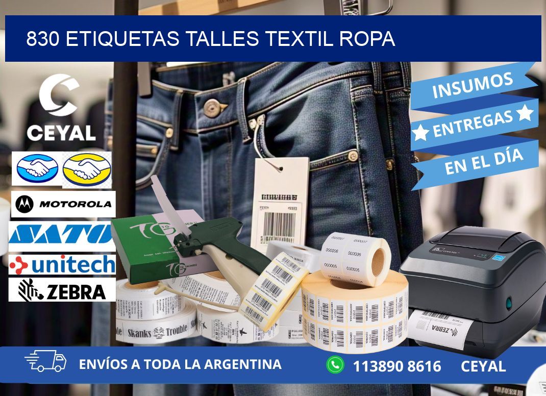 830 ETIQUETAS TALLES TEXTIL ROPA