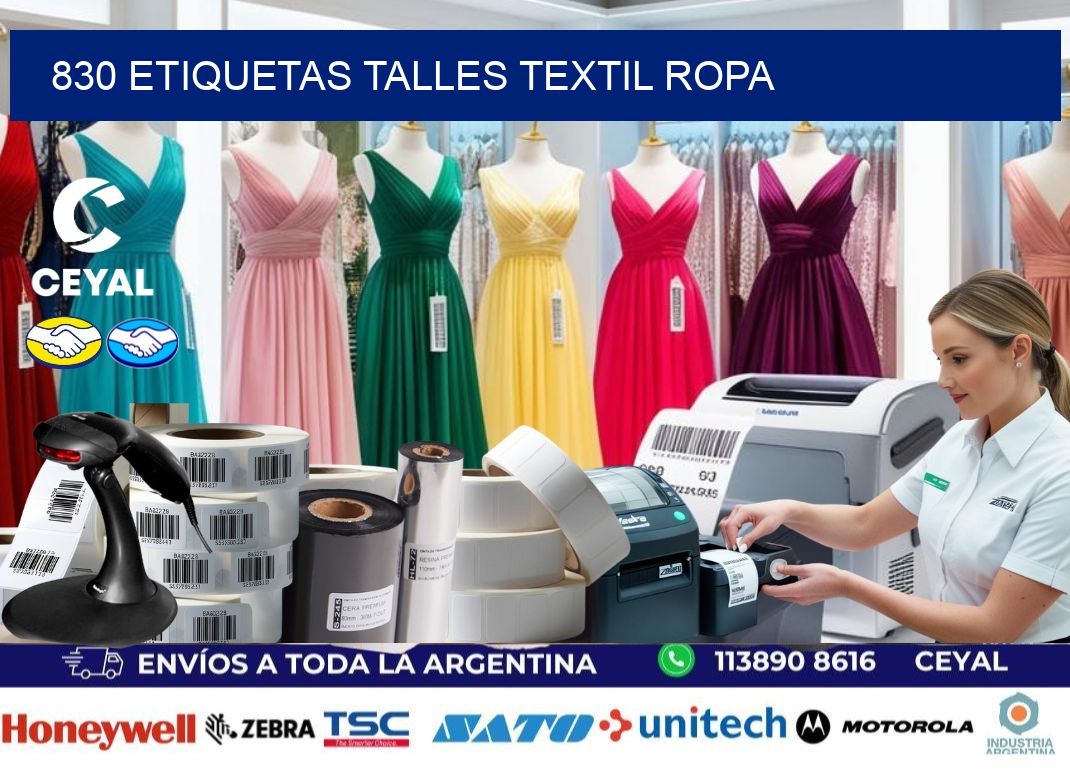 830 ETIQUETAS TALLES TEXTIL ROPA