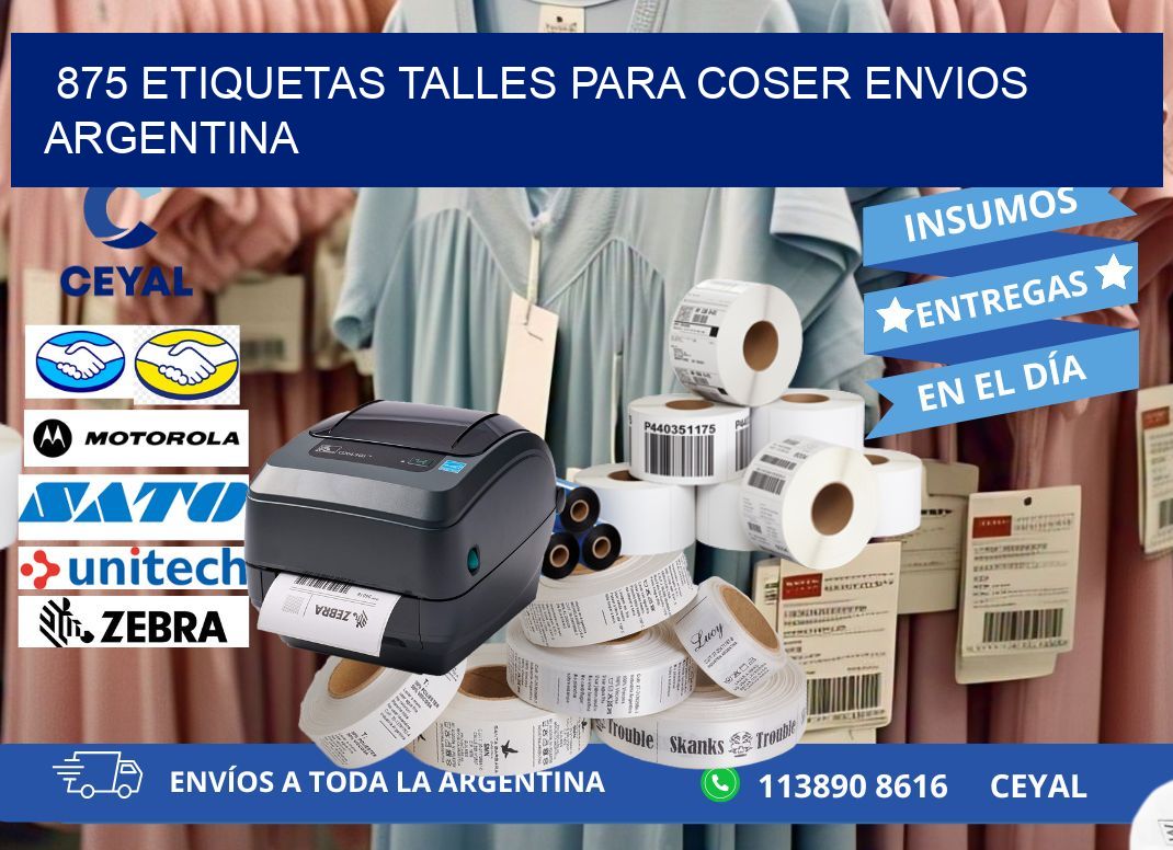 875 ETIQUETAS TALLES PARA COSER ENVIOS ARGENTINA
