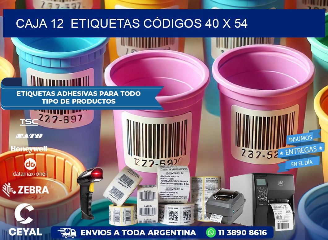 CAJA 12  ETIQUETAS CÓDIGOS 40 x 54
