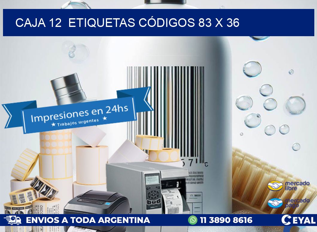 CAJA 12 ETIQUETAS CÓDIGOS 83 x 36