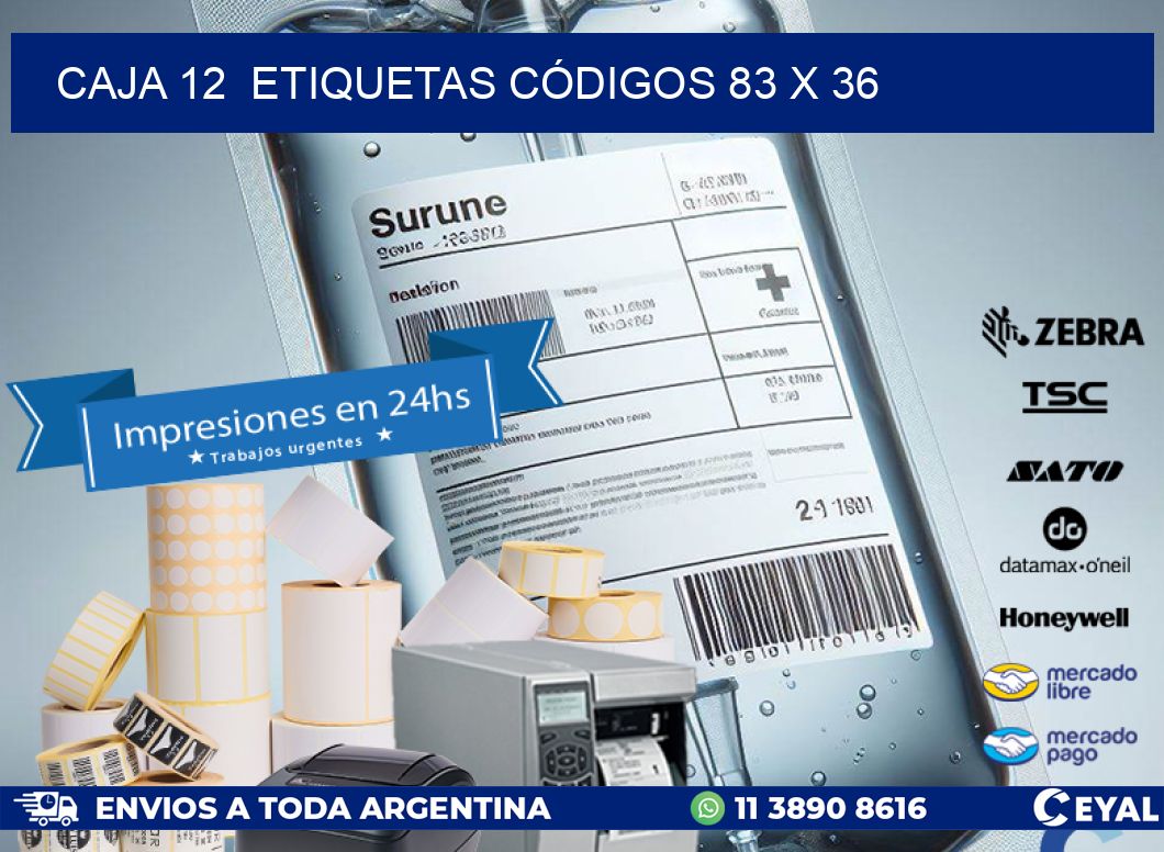 CAJA 12 ETIQUETAS CÓDIGOS 83 x 36