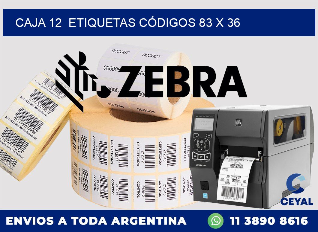 CAJA 12 ETIQUETAS CÓDIGOS 83 x 36