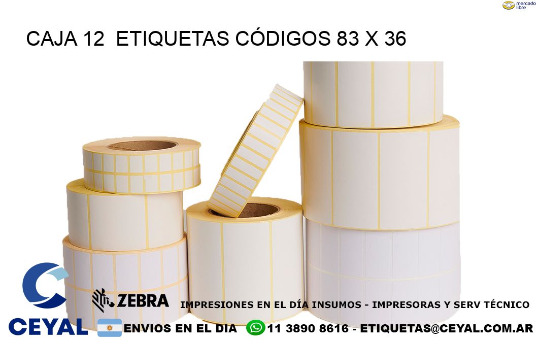 CAJA 12 ETIQUETAS CÓDIGOS 83 x 36