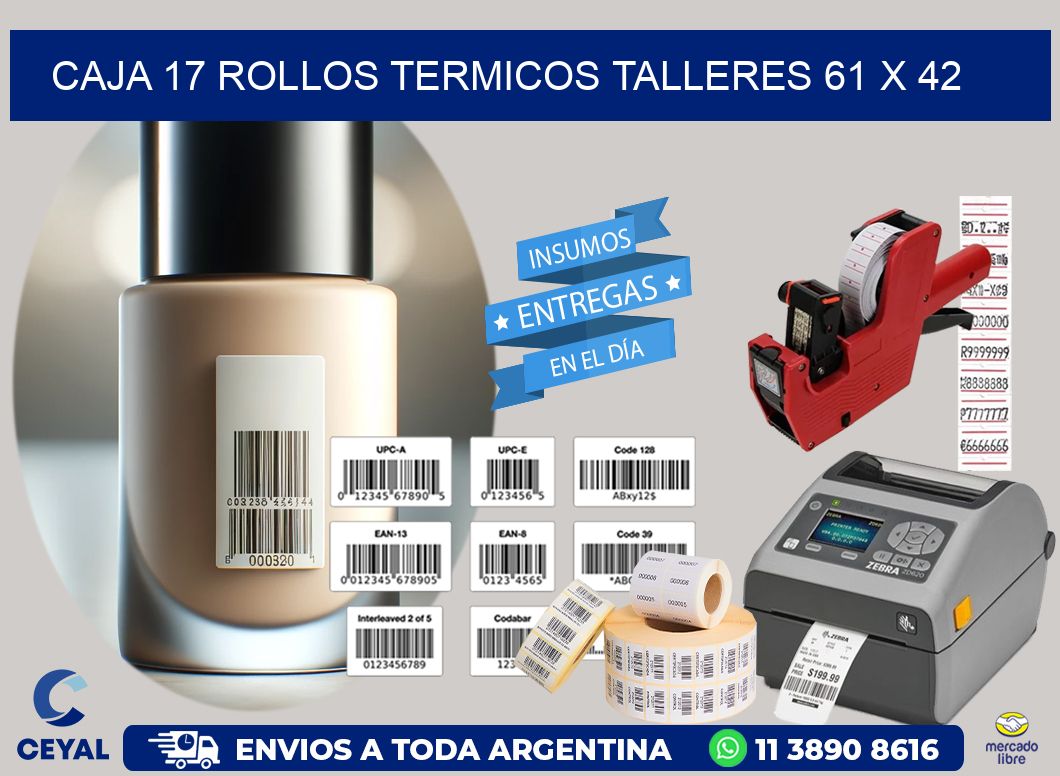 CAJA 17 ROLLOS TERMICOS TALLERES 61 x 42