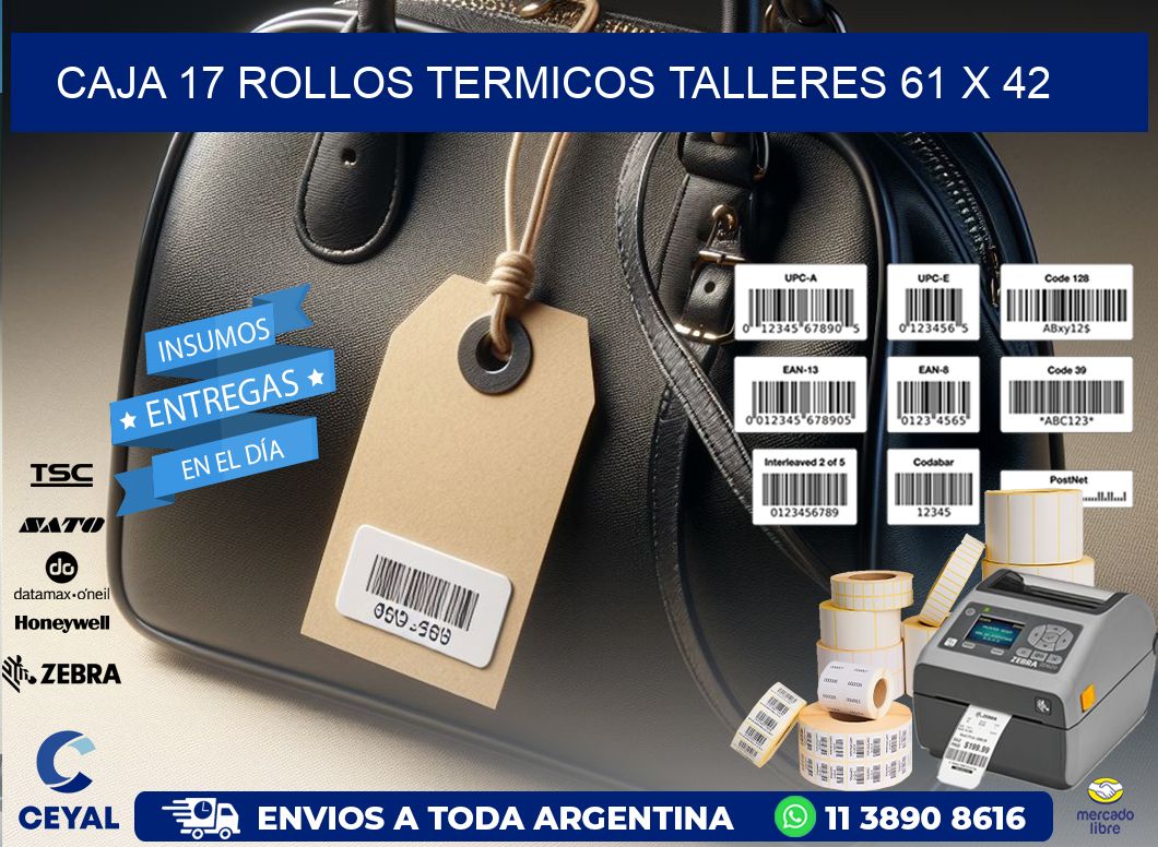 CAJA 17 ROLLOS TERMICOS TALLERES 61 x 42