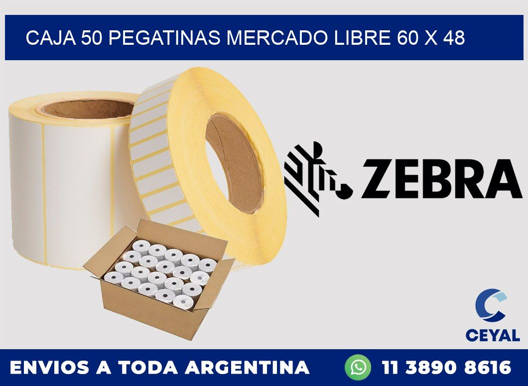 CAJA 50 PEGATINAS MERCADO LIBRE 60 x 48