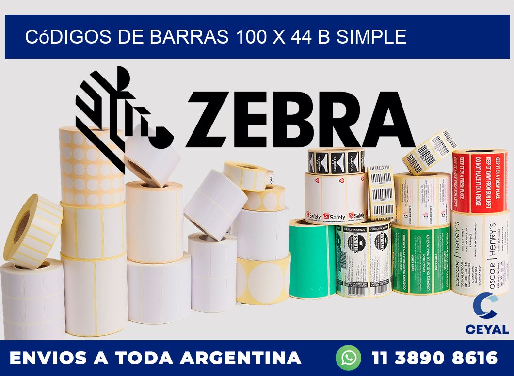 Códigos de Barras 100 x 44 b simple