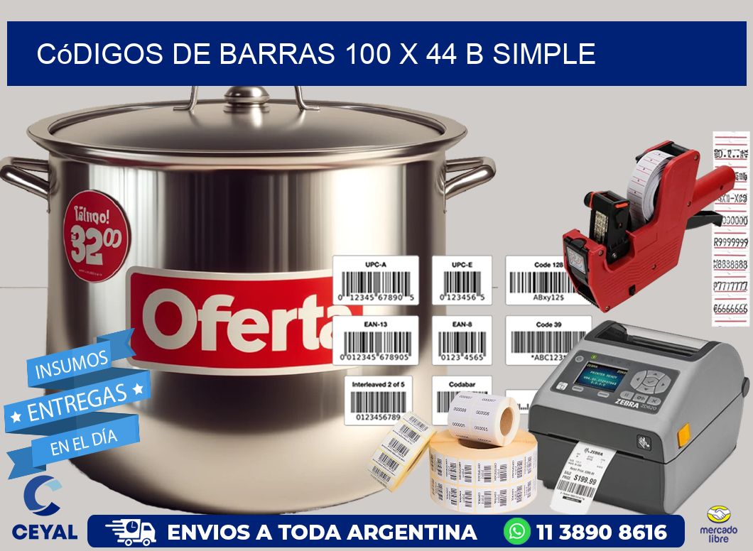 Códigos de Barras 100 x 44 b simple
