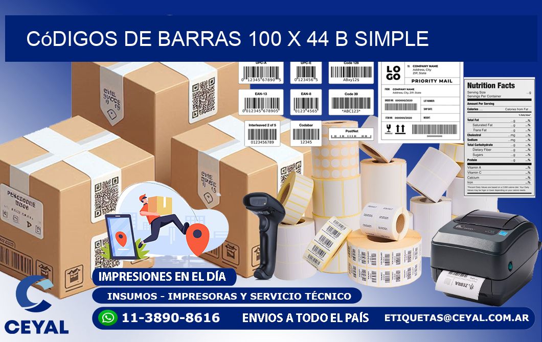 Códigos de Barras 100 x 44 b simple