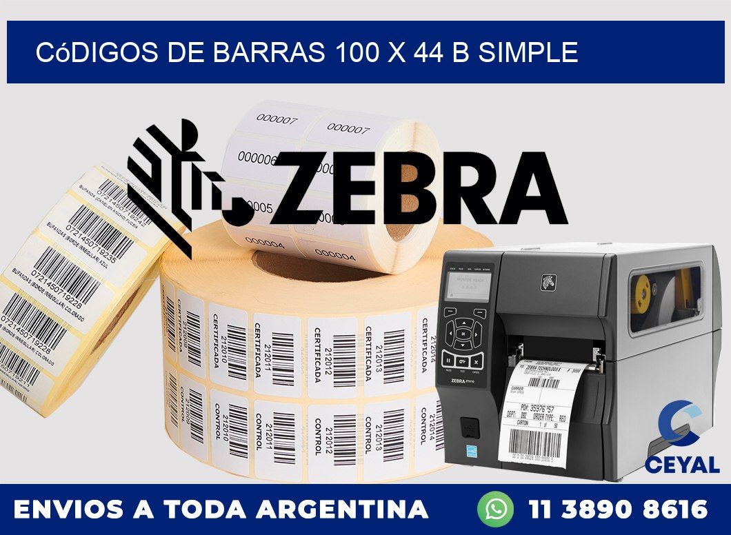 Códigos de Barras 100 x 44 b simple