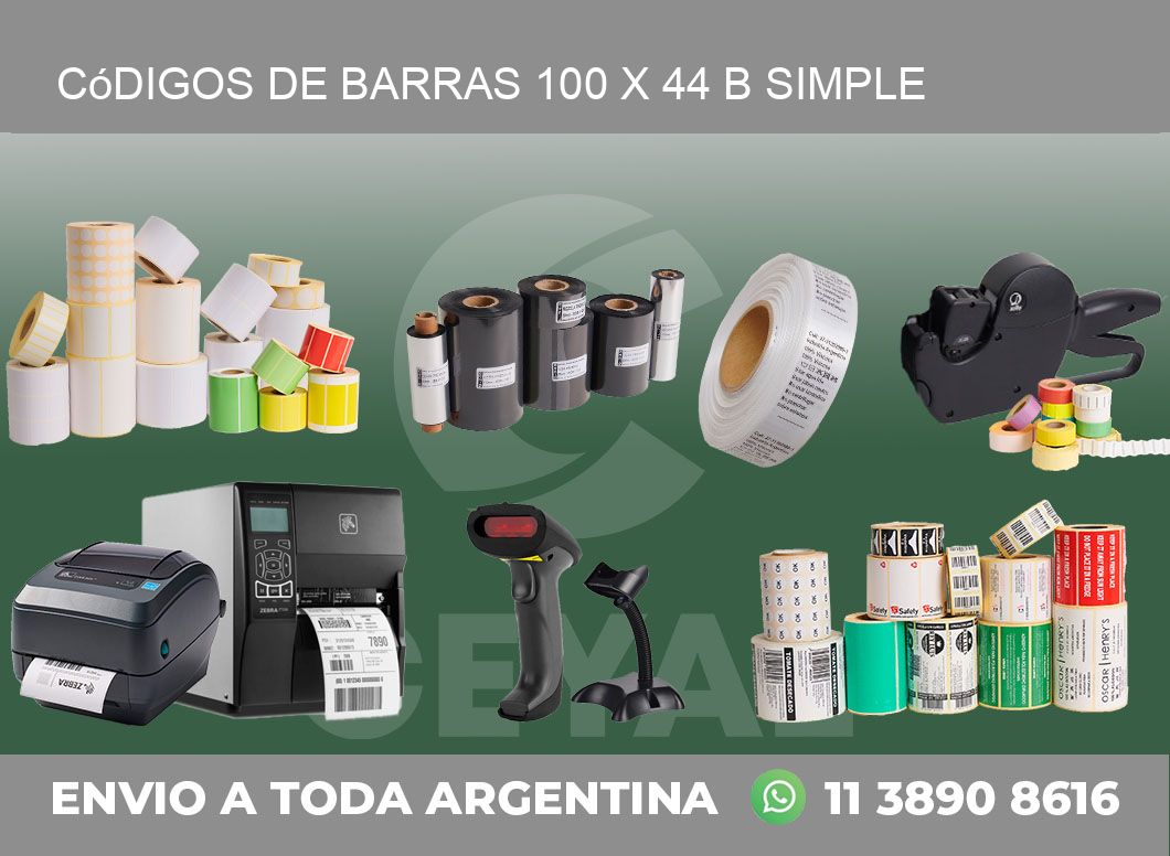 Códigos de Barras 100 x 44 b simple
