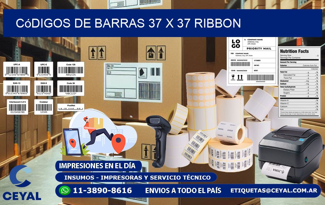 Códigos de Barras 37 x 37 ribbon