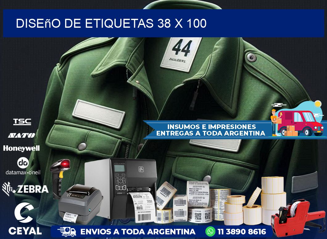 Diseño de etiquetas 38 x 100