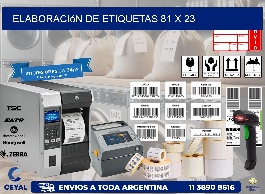 Elaboración de etiquetas 81 x 23