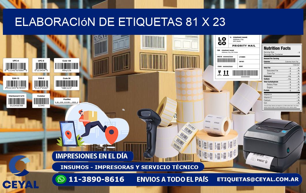 Elaboración de etiquetas 81 x 23