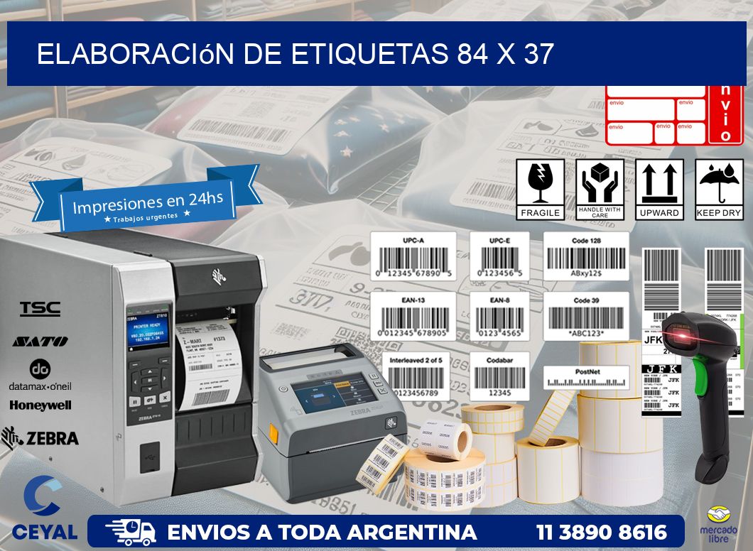 Elaboración de etiquetas 84 x 37