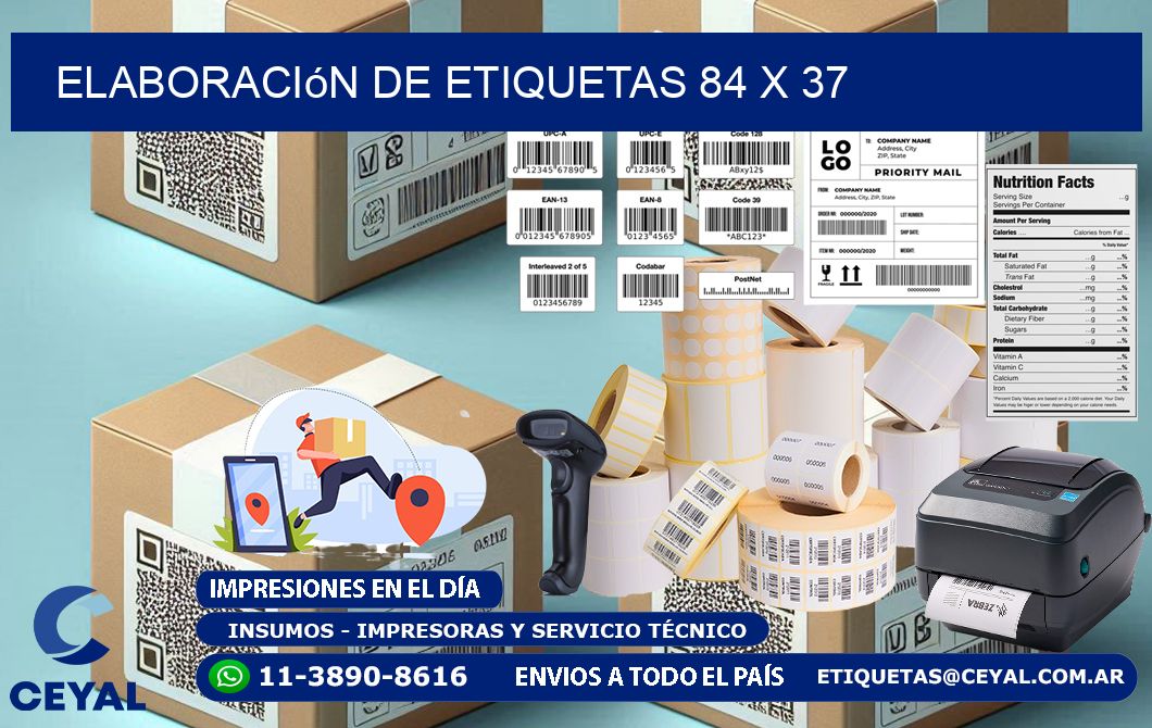 Elaboración de etiquetas 84 x 37