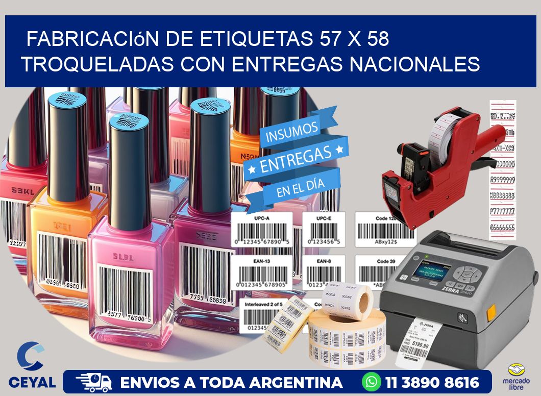 Fabricación de etiquetas 57 x 58 troqueladas con entregas nacionales