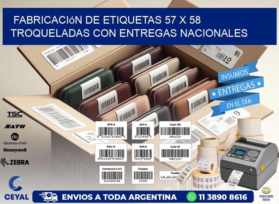 Fabricación de etiquetas 57 x 58 troqueladas con entregas nacionales