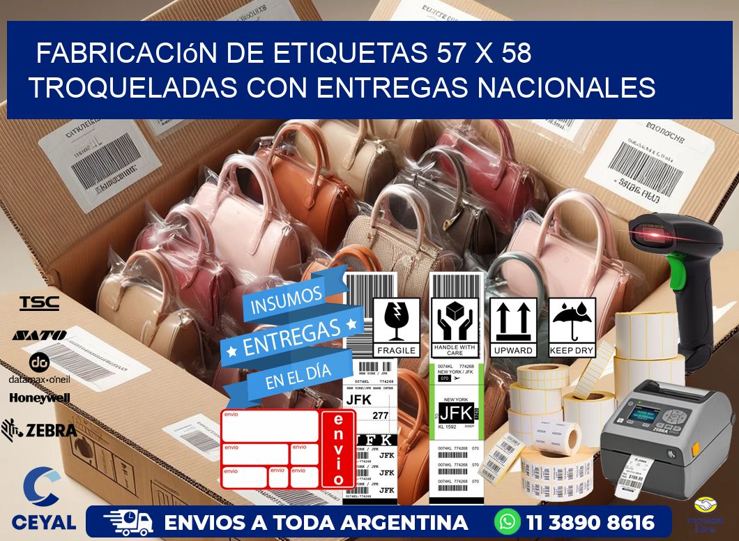 Fabricación de etiquetas 57 x 58 troqueladas con entregas nacionales