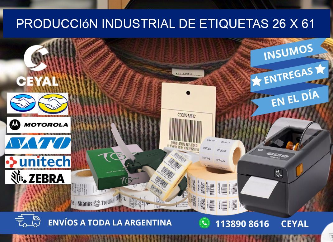Producción industrial de etiquetas 26 x 61