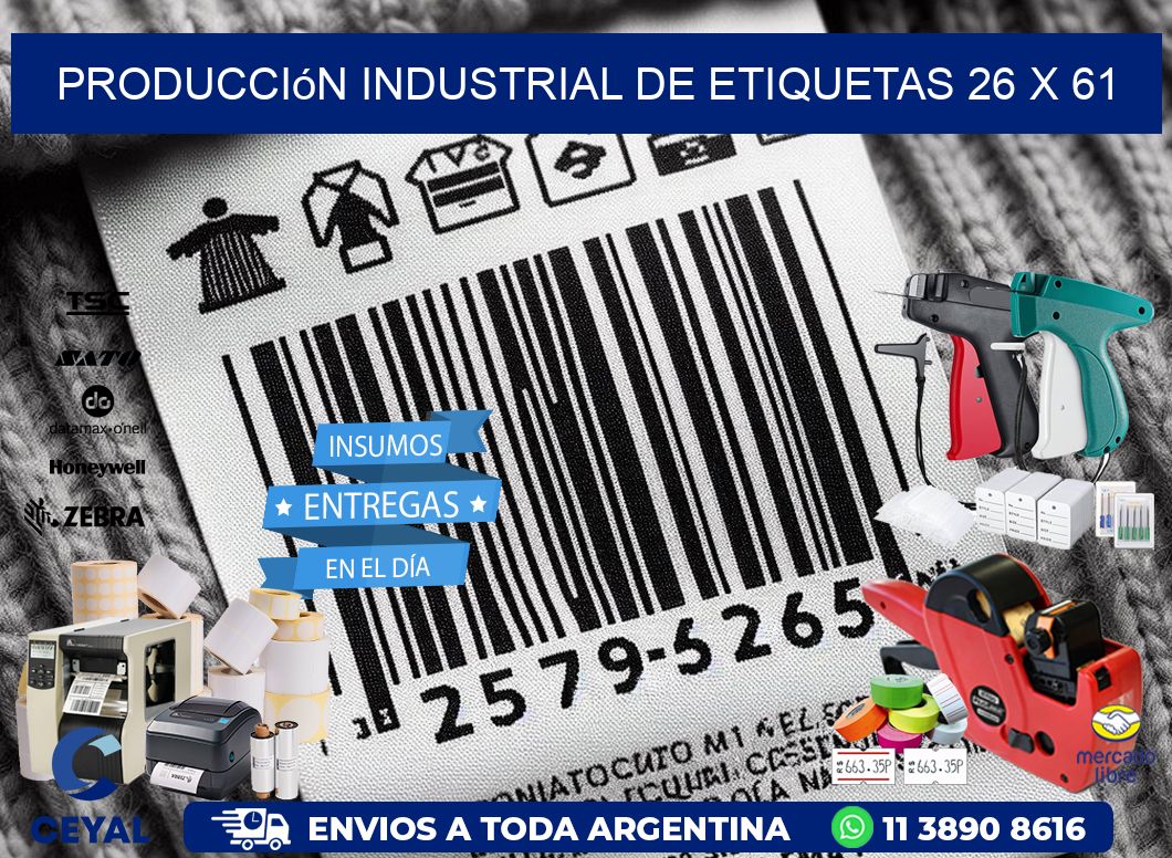 Producción industrial de etiquetas 26 x 61