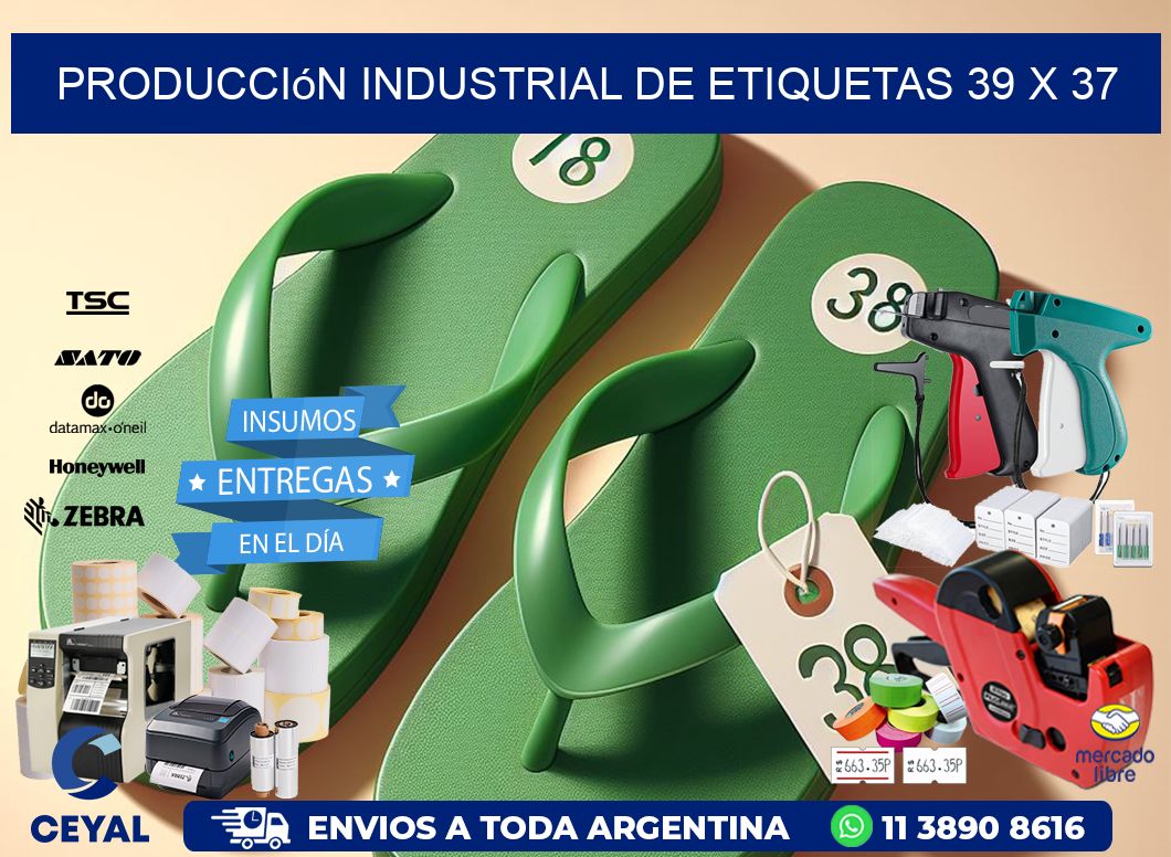 Producción industrial de etiquetas 39 x 37