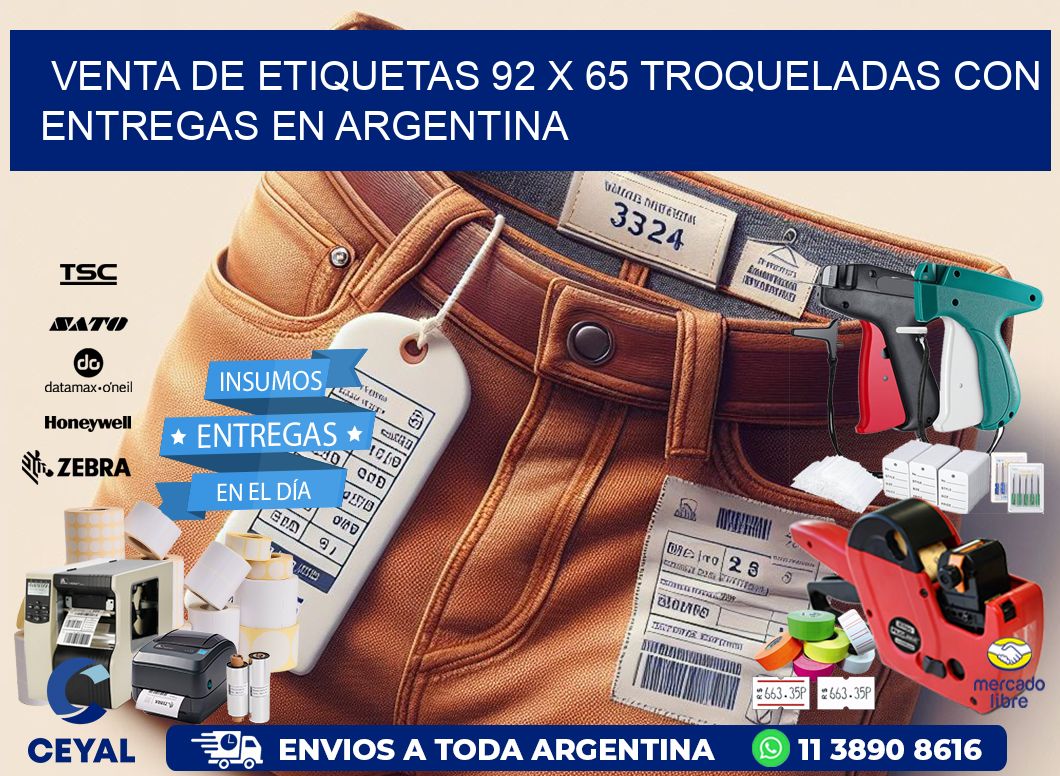 Venta de etiquetas 92 x 65 troqueladas con entregas en Argentina