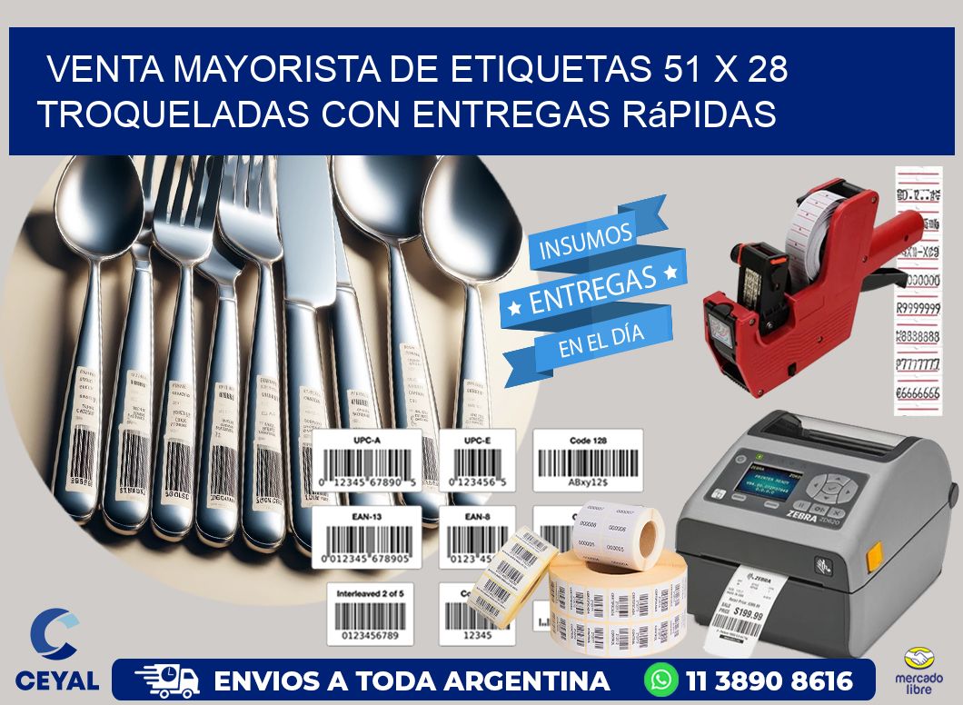 Venta mayorista de etiquetas 51 x 28 troqueladas con entregas rápidas