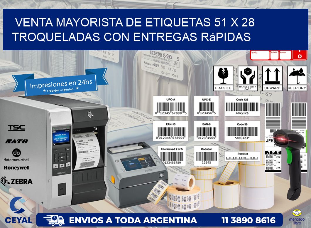 Venta mayorista de etiquetas 51 x 28 troqueladas con entregas rápidas