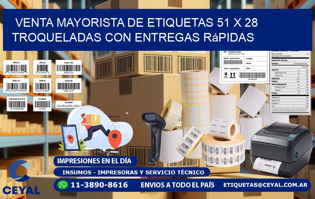 Venta mayorista de etiquetas 51 x 28 troqueladas con entregas rápidas