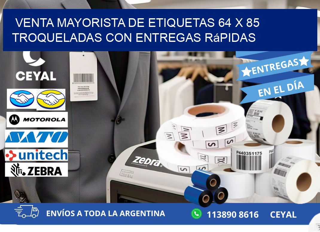Venta mayorista de etiquetas 64 x 85 troqueladas con entregas rápidas