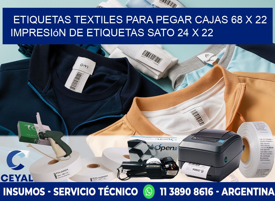etiquetas textiles para pegar cajas 68 x 22 impresión de etiquetas sato 24 x 22