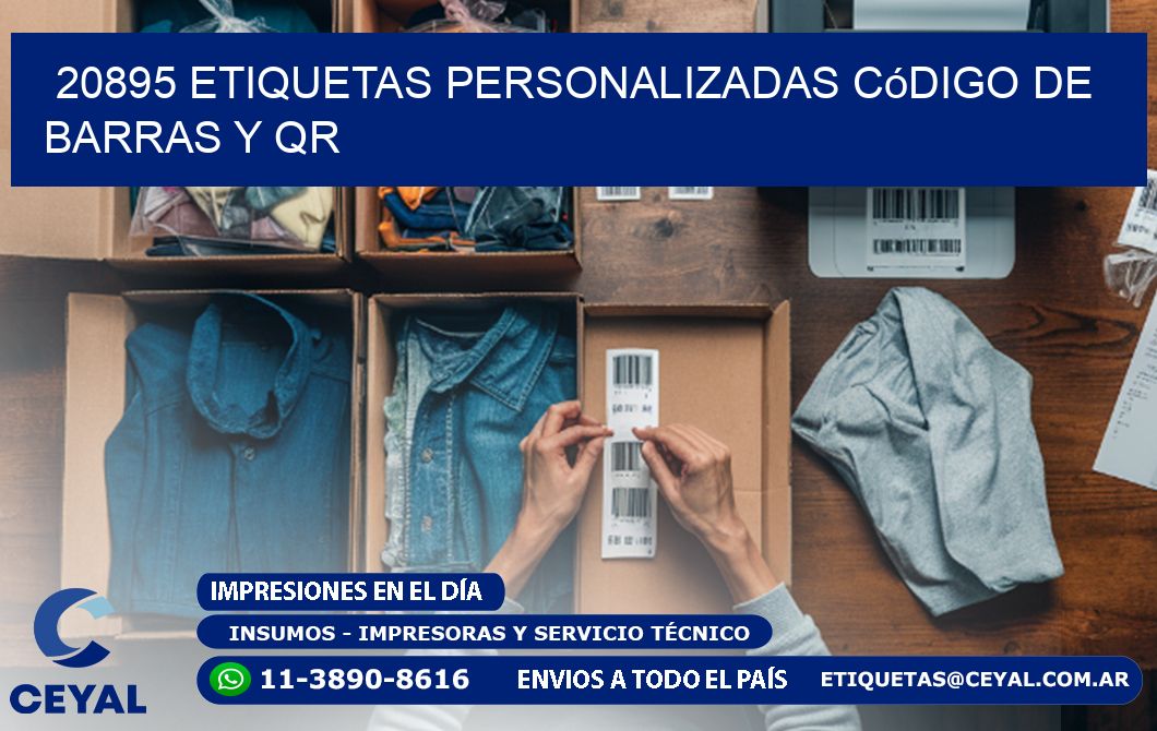 20895 etiquetas personalizadas código de barras y QR