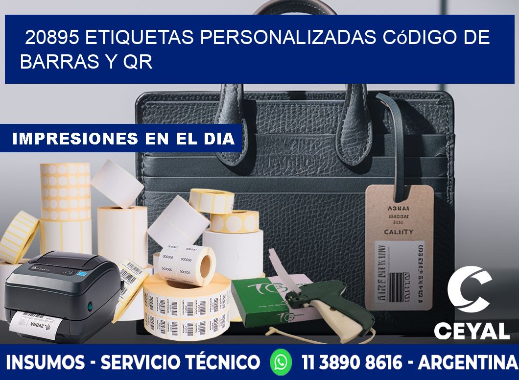 20895 etiquetas personalizadas código de barras y QR